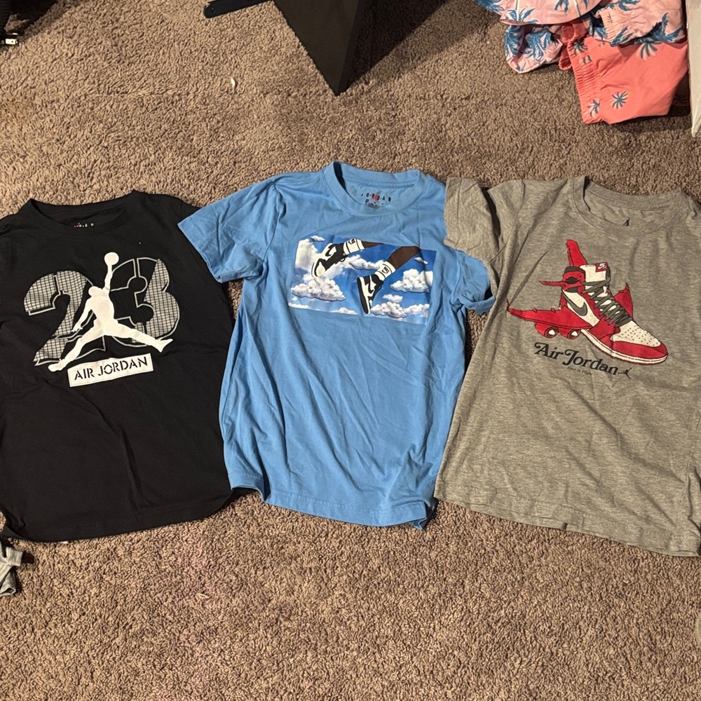 Jordan Graphic Tee Set - Black, Blue, Gray, Red Accents